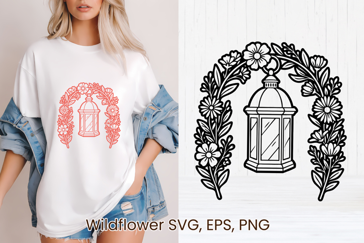 Wildflower lantern arch SVG | Floral SVG | Summer flower SVG