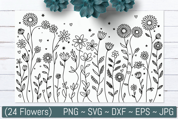 Hand Drawn Wildflower Line Art Bundle
