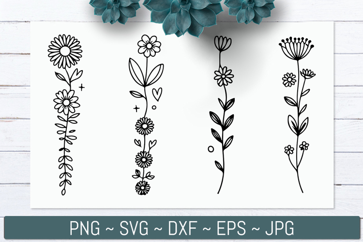 Hand Drawn Wildflower Line Art Designs