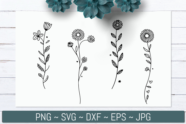Hand Drawn Wildflower Line Art Designs