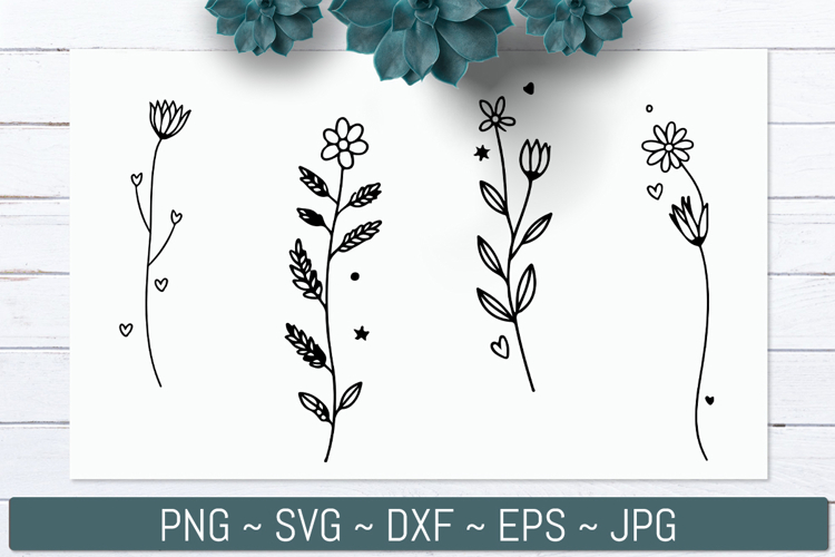 Hand Drawn Wildflower Line Art Designs