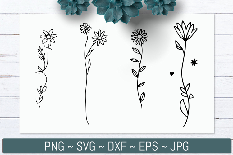 Hand Drawn Wildflower Line Art Designs