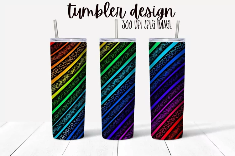 Tumbler Wrap Design - Animal Print Rainbow