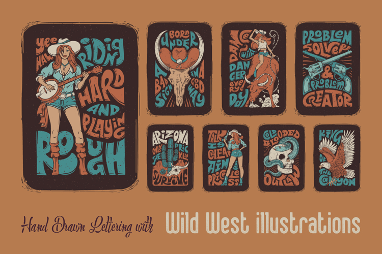 Wild West Lettering Illustrations