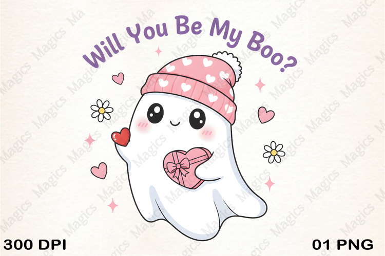 Will You Be My Boo Ghost PNG Valentines