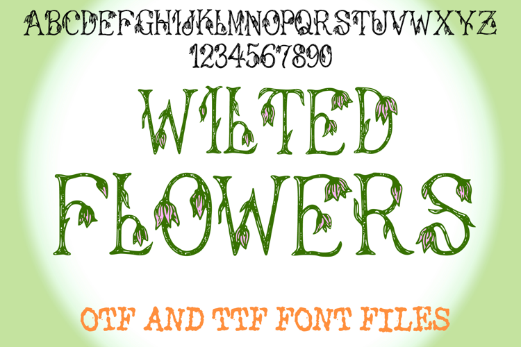 Wilted Flowers Floral Lettering ABC Text Font Alphabet OTF