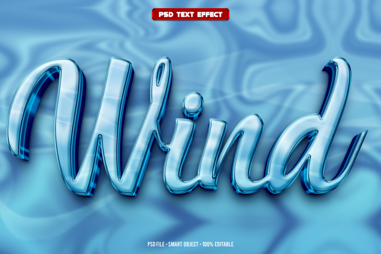 Wind 3D editable text effect