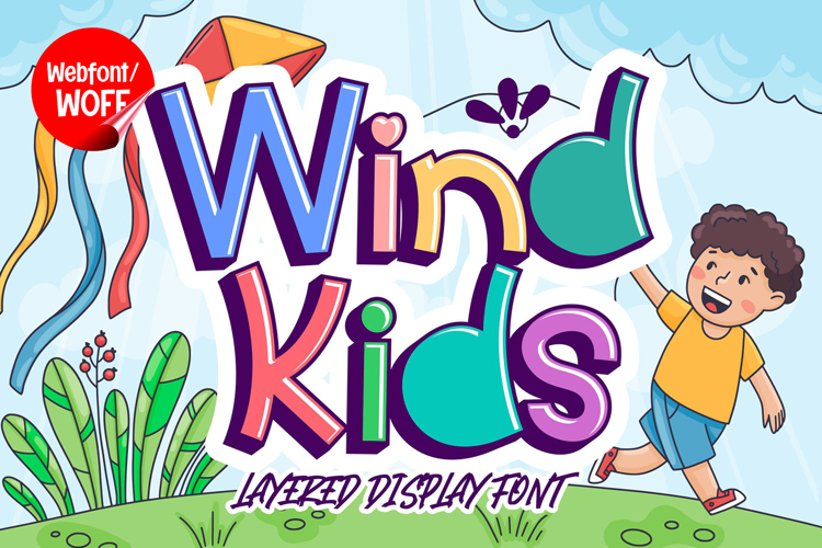 Wind Kids | 3D Layered Cute Webfont for Kids Websites