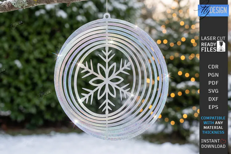 Christmas Wind Spinner Laser Cut | Kinetic Hanging Ornament