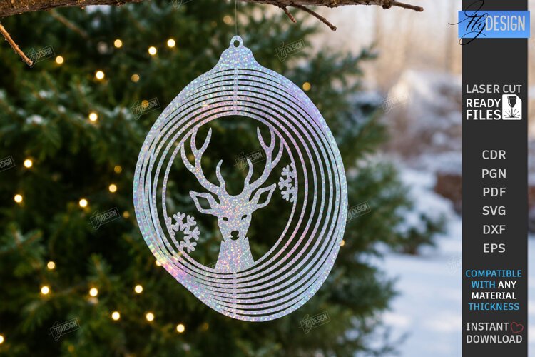 Christmas Wind Spinner Laser Cut | Kinetic Hanging Ornament example image 1