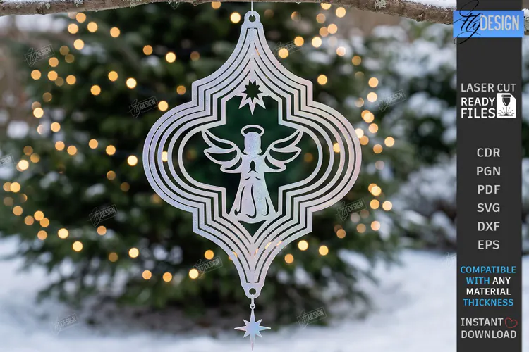 Christmas Wind Spinner Laser Cut | Kinetic Hanging Ornament