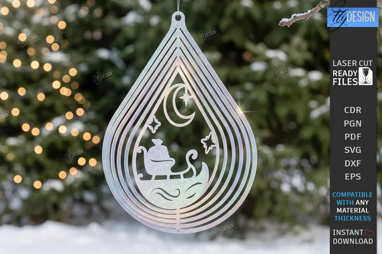 Christmas Wind Spinner Laser Cut | Kinetic Hanging Ornament