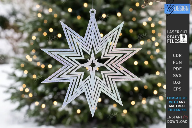Christmas Wind Spinner Laser Cut | Kinetic Hanging Ornament