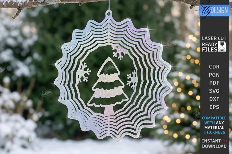 Christmas Wind Spinner Laser Cut | Kinetic Hanging Ornament