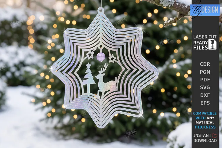 Christmas Wind Spinner Laser Cut | Kinetic Hanging Ornament