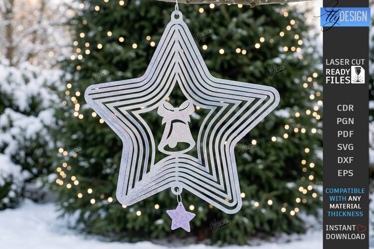 Christmas Wind Spinner Laser Cut | Kinetic Hanging Ornament example image 1