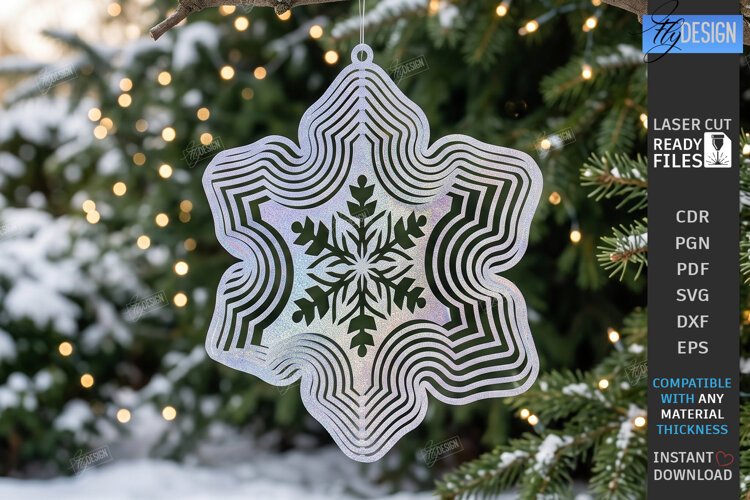 Christmas Wind Spinner Laser Cut | Kinetic Hanging Ornament example image 1