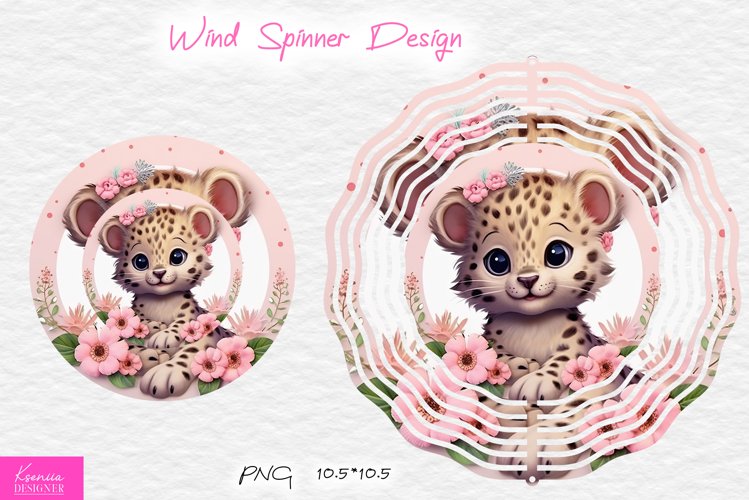 Floral Leopard Wind Spinner Design|Wild Flowers Design example image 1