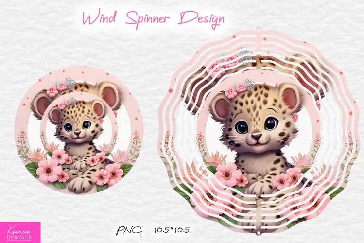 Floral Leopard Wind Spinner Design|Wild Flowers Design