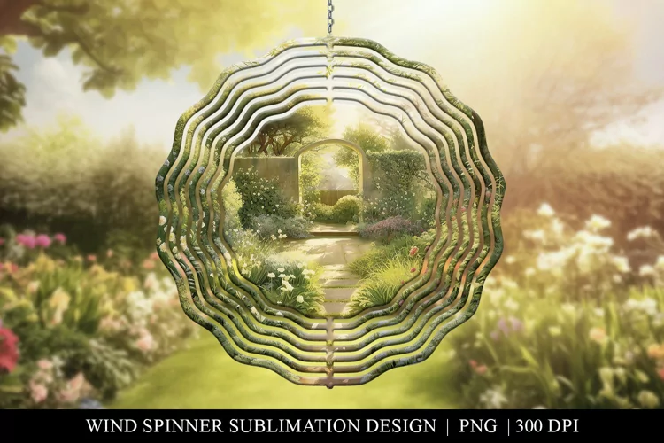 Serene Garden Wind Spinner Sublimation Design
