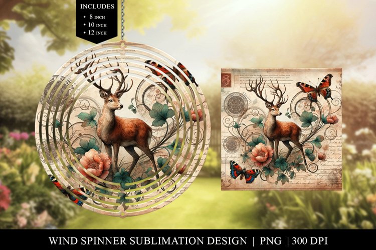 Deer and Butterfly Garden Wind Spinner example image 1