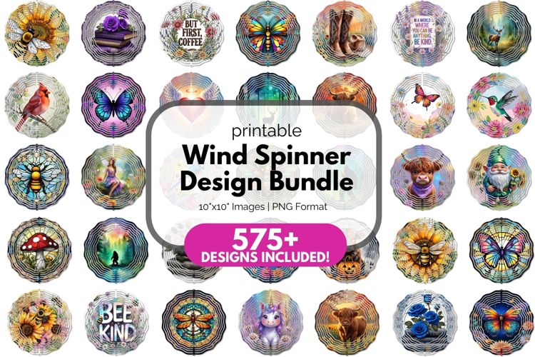 Wind Spinner PNG Sublimation Design Bundle Hanging spinner