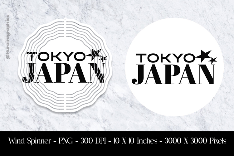 Tokyo Japan Wind Spinner Sublimation Design PNG