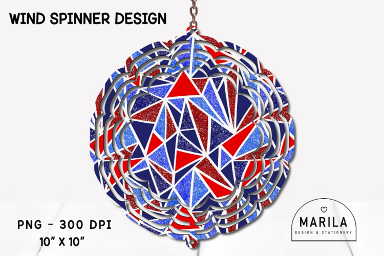 Patriotic Abstract Mosaic Wind Spinner 4th of July PNG