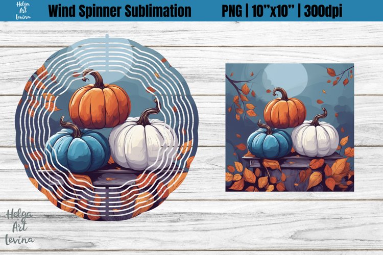 Wind Spinner Sublimation | Blue Pumpkin PNG