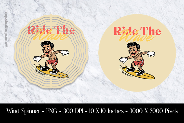 Ride The Wave Wind Spinner Sublimation Design PNG