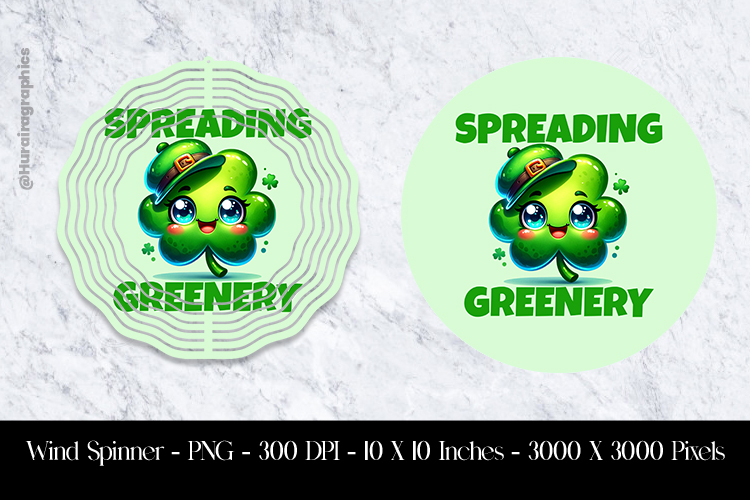 Spreading Greenery Wind Spinner Sublimation Design PNG