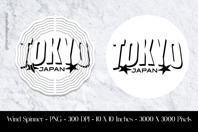 Toyko Japan Wind Spinner Sublimation Design PNG