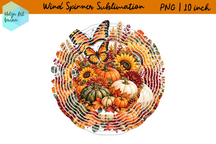 Autumn flowers and butterflies | Wind Spinner Sublimation