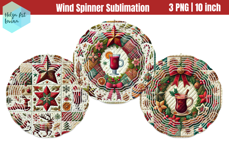 Cristmas pachwork Wind Spinner Sublimation
