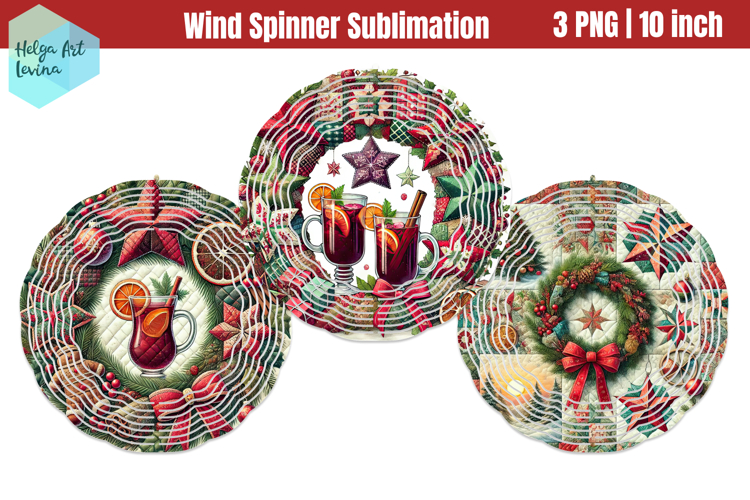 Cristmas pachwork Wind Spinner Sublimation