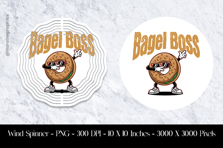 Bagel Boss Wind Spinner Sublimation Design PNG