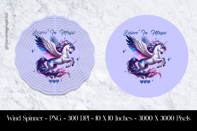 Believe in Magic Unicorn Wind Spinner Sublimation Design