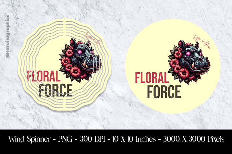 Floral Force Wind Spinner Sublimation Design PNG