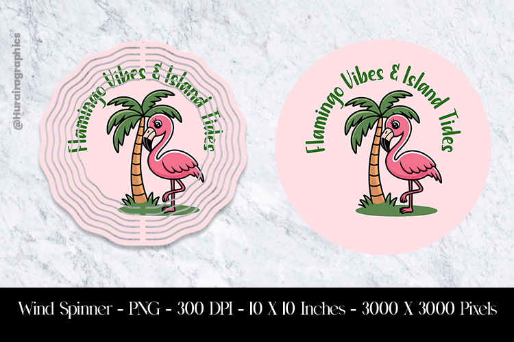 Flamingo Vibes and Island Tides Wind Spinner Sublimation