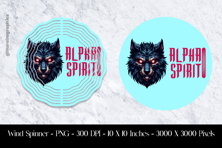 Alpha Spirit Wind Spinner Sublimation Design PNG