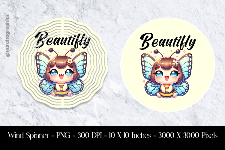 Beautifly Wind Spinner Sublimation Design PNG
