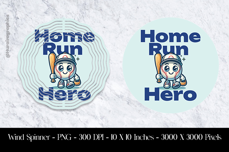 Home Run Hero Wind Spinner Sublimation Design PNG