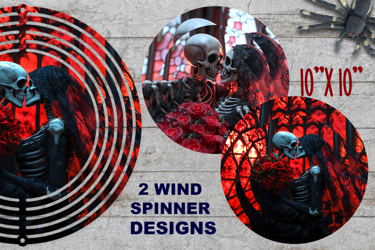 Gothic skeleton couple wind spinner sublimation Mystical PNG