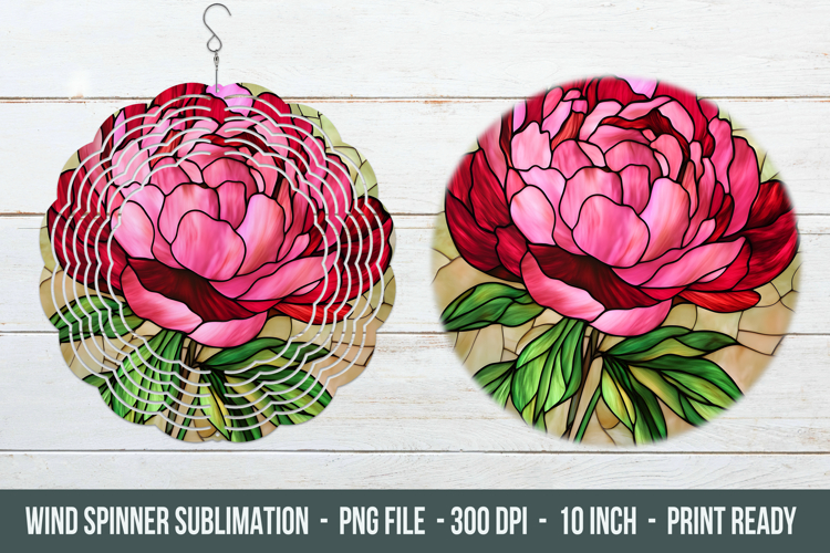 Stained Glass Peony Wind Spinner | Wind Spinner Png
