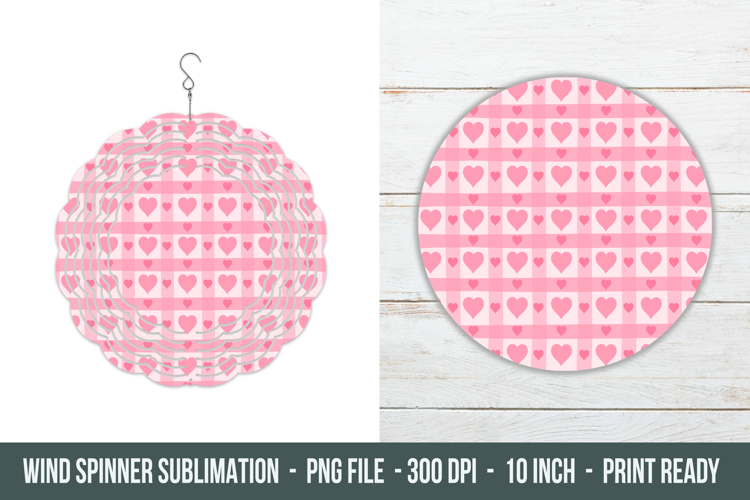 Pink Heart Checkered Wind Spinner | Wind Spinner sublimation