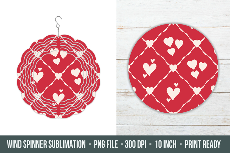 Heart Pattern Wind Spinner | Wind Spinner sublimation