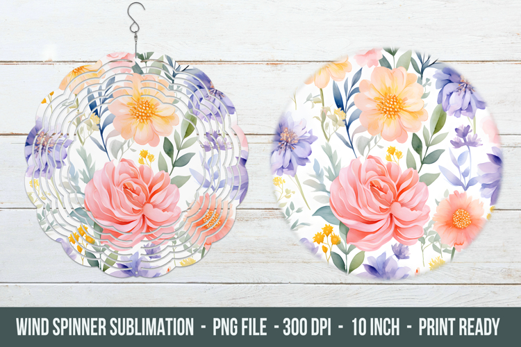 Watercolor Flower Pattern Wind Spinner | Wind Spinner Design