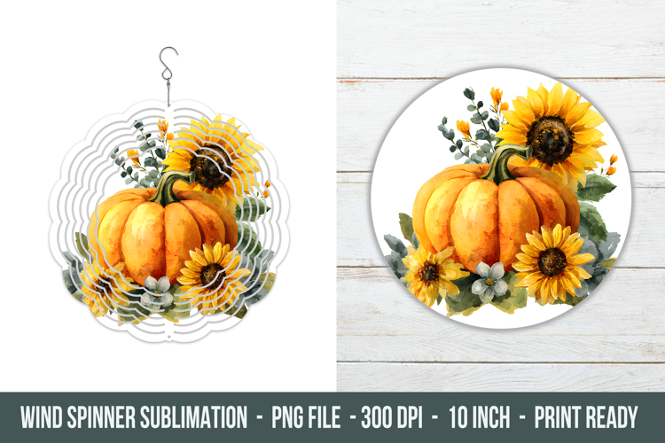 Watercolor Sunflower Pumpkin Wind Spinner | Wind Spinner Png