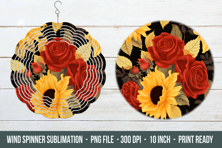 Sunflower & Rose Wind Spinner | Wind Spinner Png