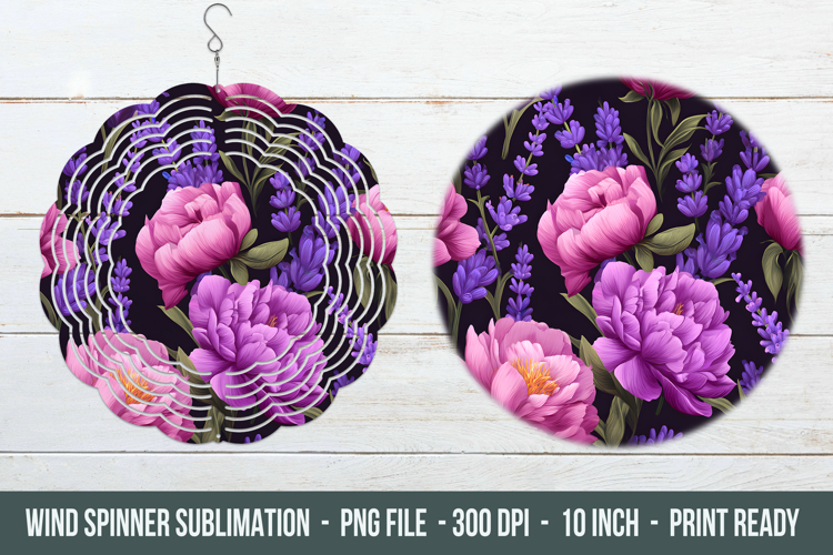 Peony & Lavender Flower Wind Spinner | Wind Spinner Png